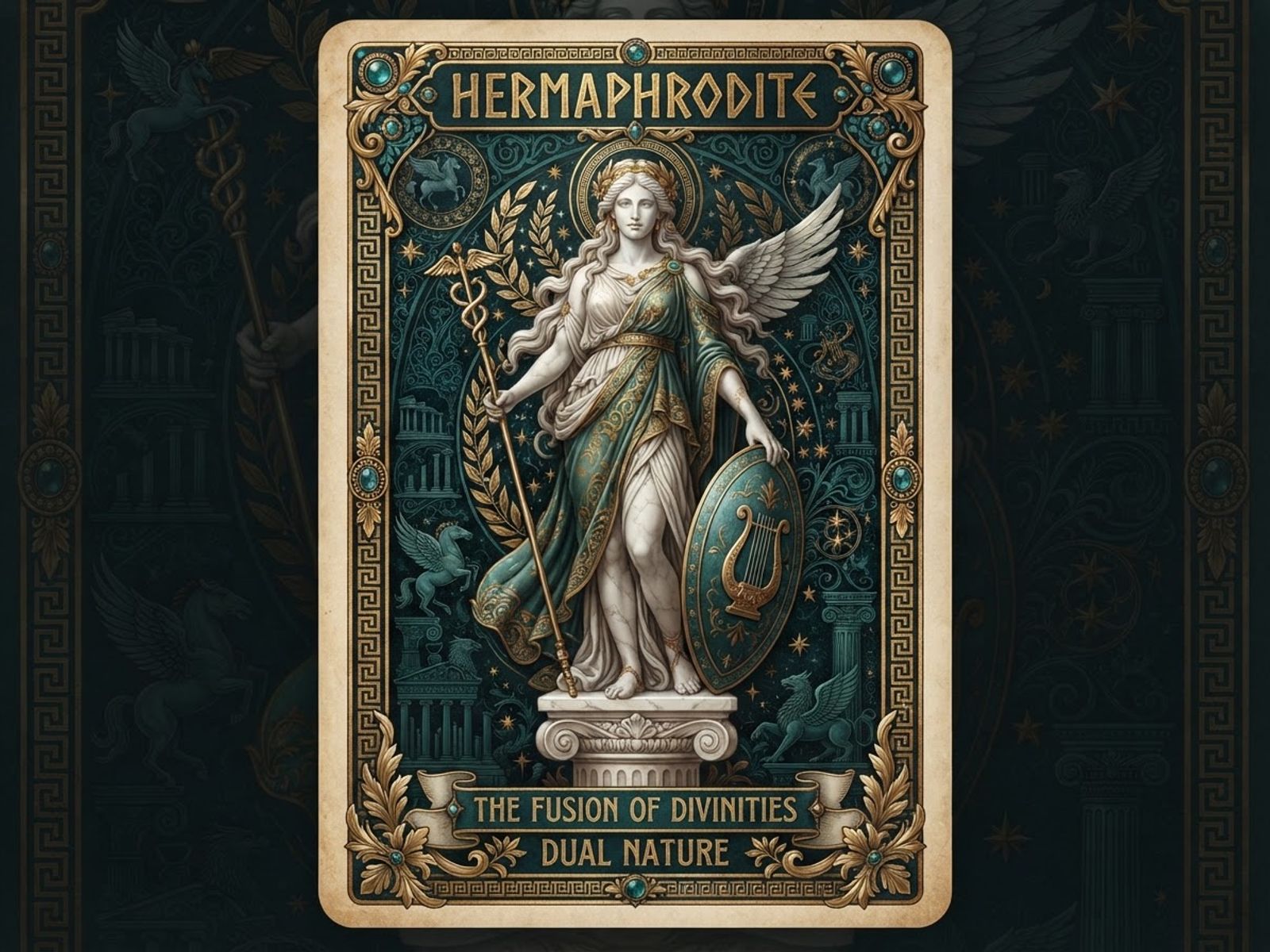 Décor de marbre mythologique du blackjack en direct