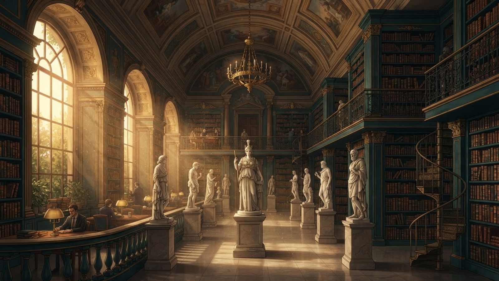 Décor antique aux statues grecques, univers d'Aphrodite Casino
